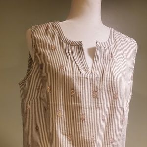 Talbots Striped with metallic design blouse